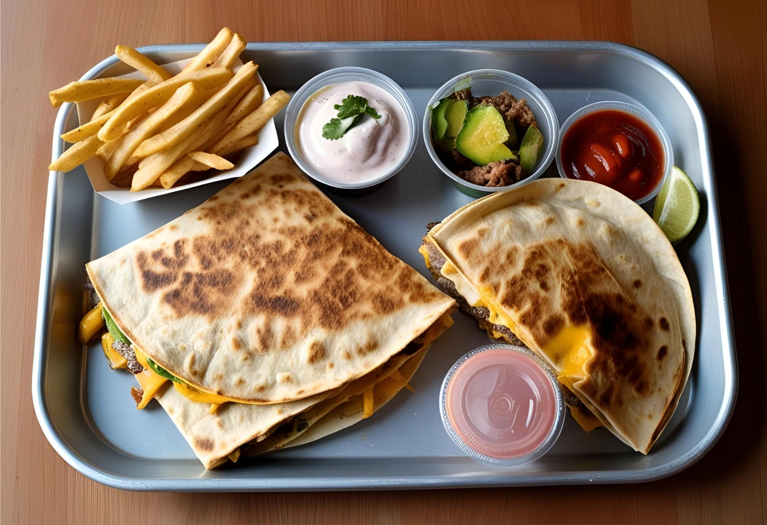 Tray with 2 Quesadillas