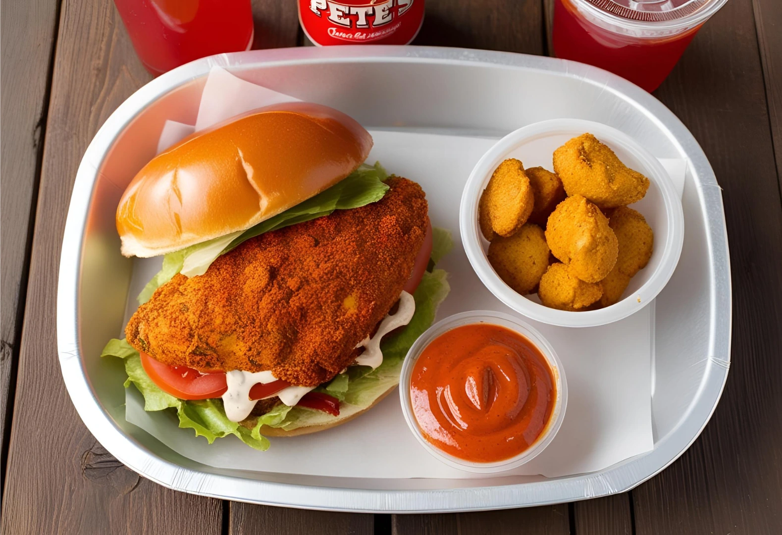 Tray with Cajun Chicken Sandwich