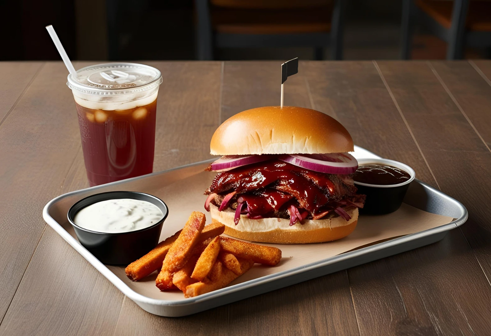 Tray with Regular BBQ Sandwich